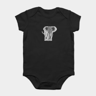 African Elephant Ink Art - on dark colors Baby Bodysuit